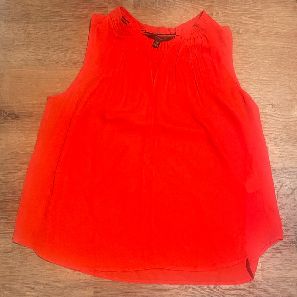 Banana Republic Bright Red Pleated Blouse Top